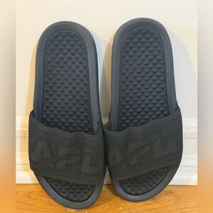 APL Black Knit Slide Sandals with Textured Footbed